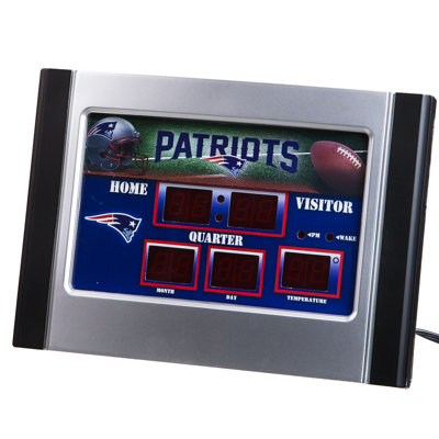NFL Traditional Digital Atomic Tabletop Clock with Alarm in Black