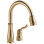 Robinet de cuisine en or brossé avec douchette rétractable Leland, robinet d'évier de cuisine monotrou traditionnel, poignée simple, bronze champagne