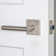 Viaggio Quadrato Linen Rosette Single Dummy With Moderno Lever In Satin Nickel