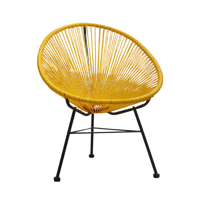 Chaise de patio d'extérieur en vinyle Acapulco avec cadre (ensemble de 2), Jaune