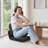 Floor Chair, 5 Adjustable Positions Folding Floor Gaming Chair with Ergonomic Back Support, Sturdy Metal Frame with Recycled Foam and Linen Fabric, Multifunctional for Reading, Relaxing, Black-129355356