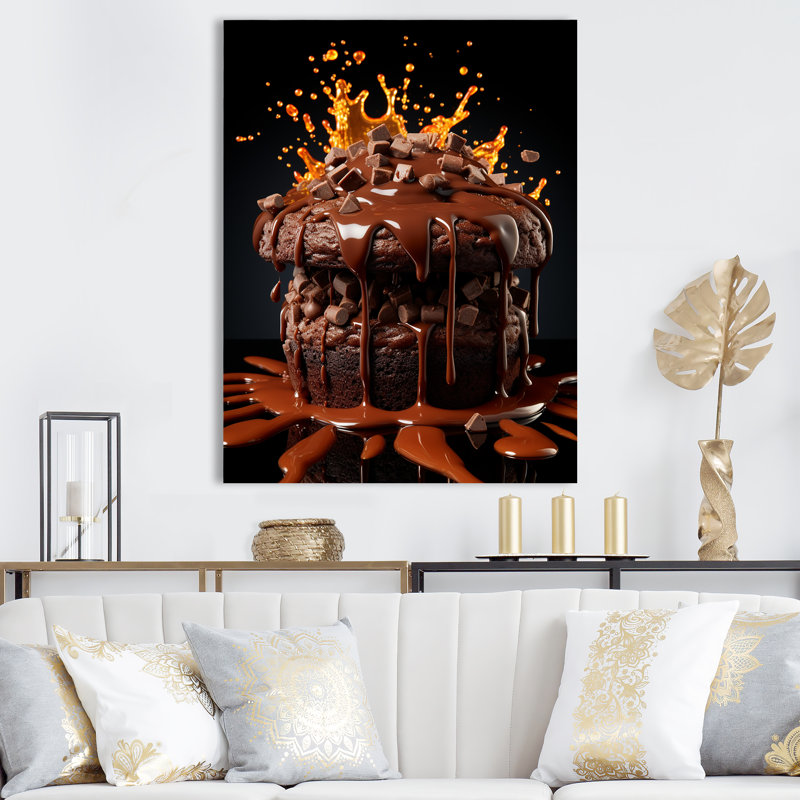 Chocolat, biscuits délices III - art mural Pop Art, Cadre simple noir, H 44 po x l 34 po x P 1,5 po