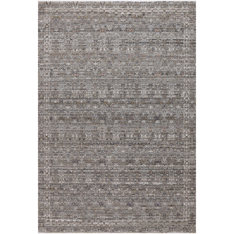 Tapis oriental gris anthracite 8 pi x 10 pi Daphne Collection, 7 pi 10 po x 10 pi