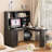 L Shaped Desk With Charger,Computer Desk With Drawers,Bookshelf,Modern Corner Desk,Home Office Desk,L-Shaped Study Table Writing Desk,Carbon Fiber Gaming Computer Desk With Storage,Black