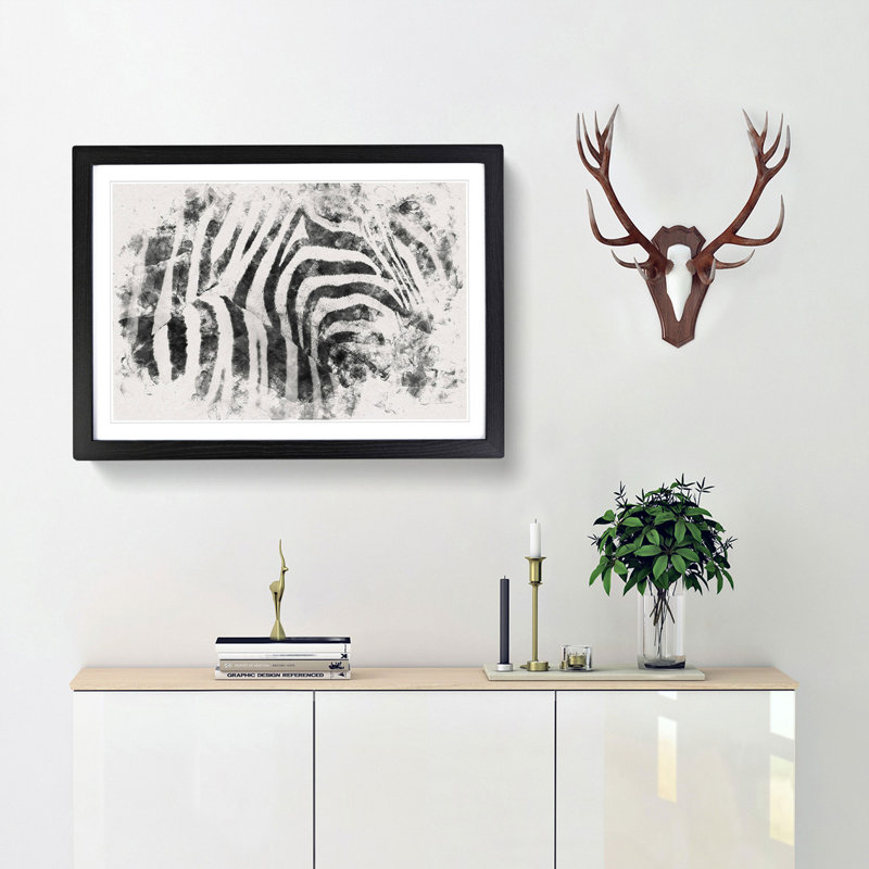 Stripes of the Zebras - Picture Frame Graphic Art Print, 27cm H x 36cm W x 2cm D, Black Framed