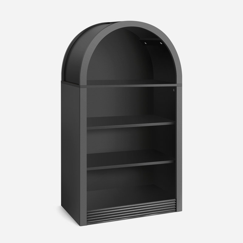 Small Black Bookcase Arched Bookshelf