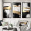 3 pièces sur toile - Dimensions horizontales abstrait doré noir VI-556903392-556903395