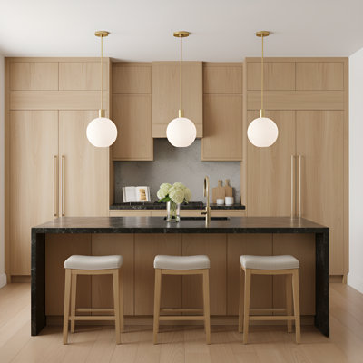 Luminaire suspendu de cuisine 1 lumière avec abat-jour lait Colewood