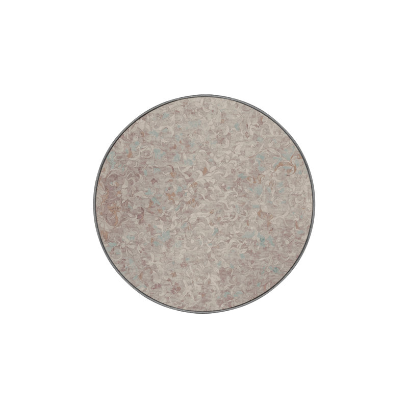 Machine Washable Gray Area Rug, Round 4'