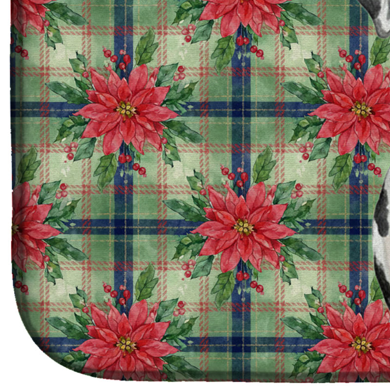 Tapis de vaisselle Dalmatian Christmas PoinsettIas, Noir / blanc