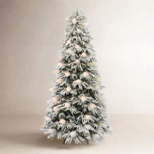 Flocked Realistic Pine and Pampas Christmas Tree 550 Warm White LED Lights - Includes a Storage Bag & Remote Control