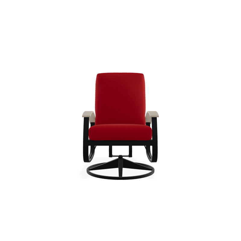 Chaise de patio pivotante avec coussin Askar, Rouge, Désert P60, Noir texturé