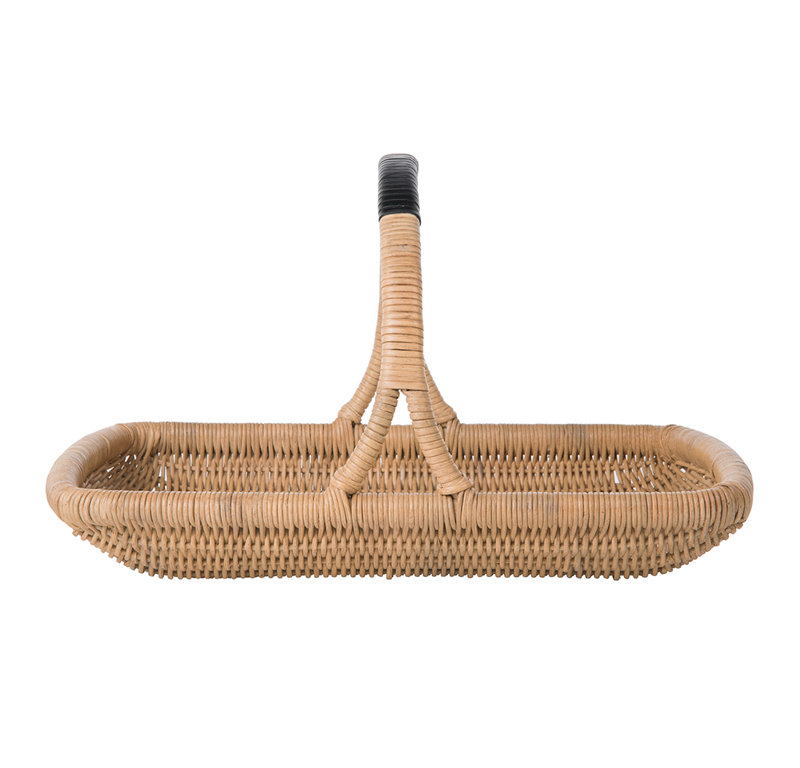 Beachcrest Home™ Folsom Wicker Basket, Natural/Black, 20'' x 14''