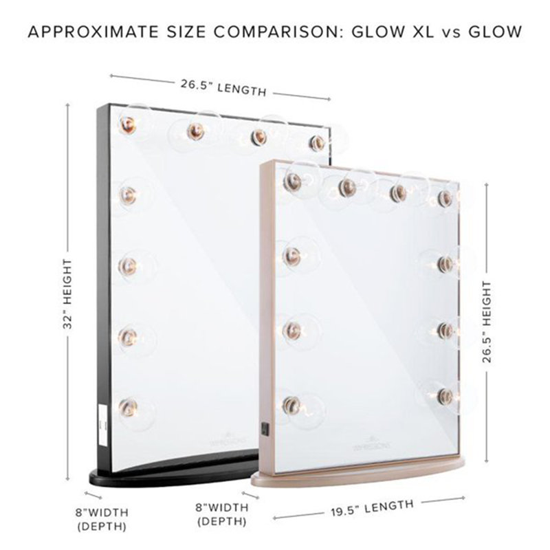 Miroir de salle de bain Hollywood Glow avec 10 ampoules DEL claires et base de miroir, Champagne doré, H 26,5 po x l 19,5 po