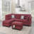 Sectional Sofa Red Velvet #F6419