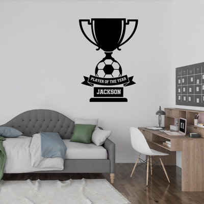 Décalques de soccer pour les murs - Autocollant de sport personnalisé pour chambre d'enfant ou chambre de bébé, vinyle durable, application lisse, amovible et sans résidus, bon cadeau DS-23