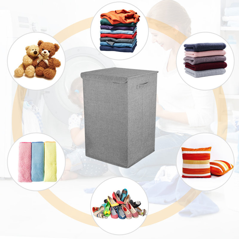 Fabric Laundry Hamper with Handles, Gray