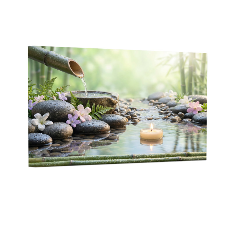 Jardin d'eau en bambou avec bougie Fashion, H 12 po x l 18 po