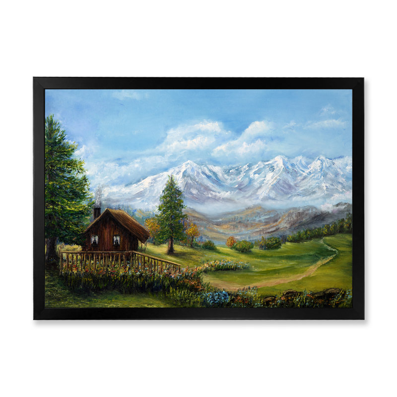 Paysage de chalet maison de campagne, Cadre noir, H 8 po x l 12 po x P 1 po