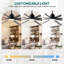 Ventilateur de plafond avec lumière Jawanna, grand ventilateur de plafond à 8 pales avec télécommande, moteur à courant continu réversible à 6 vitesses, utilisation intérieure / extérieure, DEL à 3 couleurs à intensité variable pour le salon, -996414587