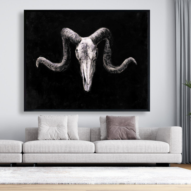 Crâne de squelette, impression de style grunge sur toile, H 48 po x l 60 po