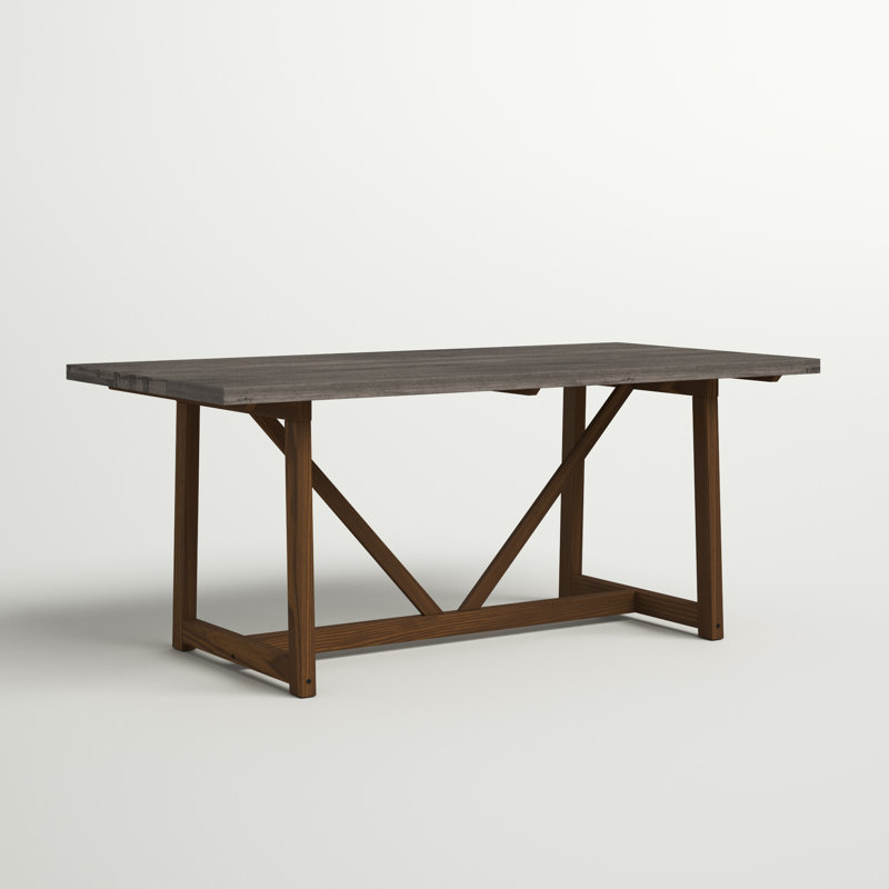 Emmett Pine Solid Wood Trestle Dining Table, Brown/Gray