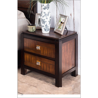 Acacia Walnut Nightstand With 2 Drawers, Combining Traditional And Modern Design For Durable And Functional Bedroom Furniture.