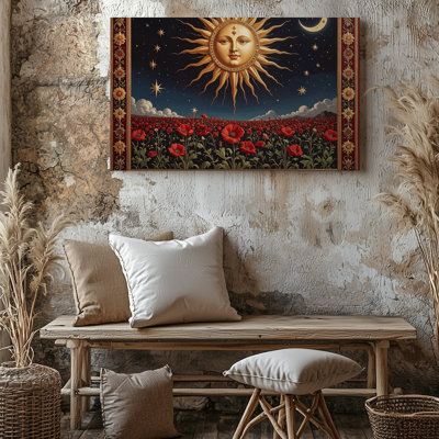 Art mural sur toile tapissier céleste soleil et coquelicot rétro Mystic What If The Sky