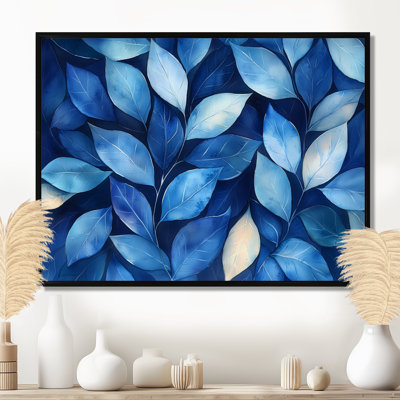 Indigo feuilles feuillage collage IV - feuilles, art mural