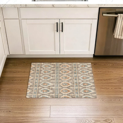 Tapis géométrique Shuana ACN3070 lavable à la machine pour intérieur/extérieur