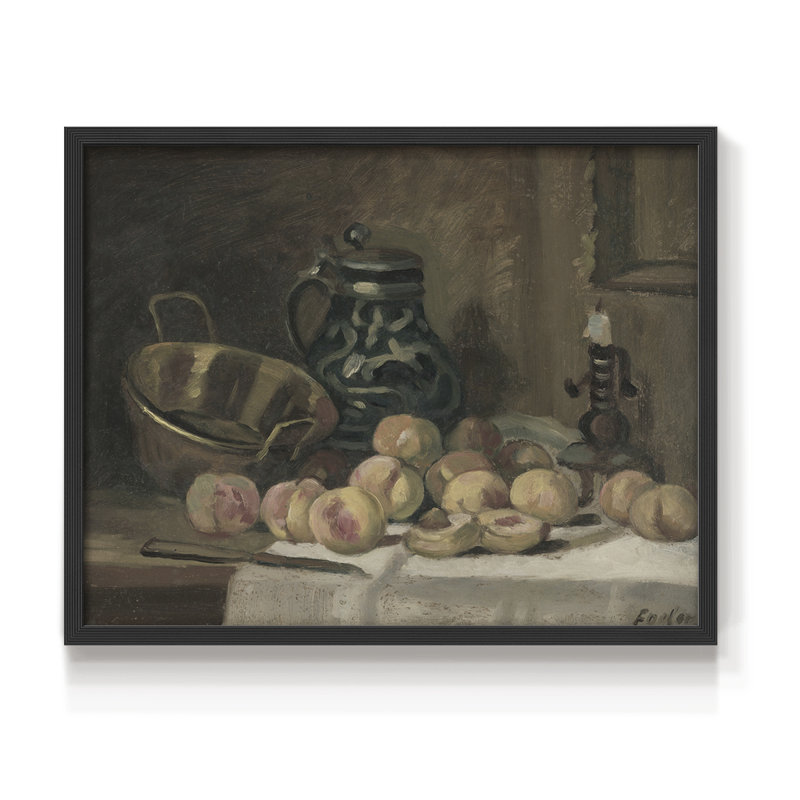 Motif floral rétro - Lxxii - reproduction encadrée, H 11 po x l 14 po, Noir, noir, noir, noir