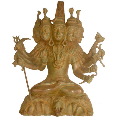 Handcrafted Brass Sadashiva Statue, 16.5 in. Tall     Multiface Hindu Deity Figurine for Home Altar & Meditation Room