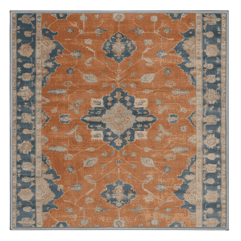 Tapis gris lavable à la machine, Carré 7 pi