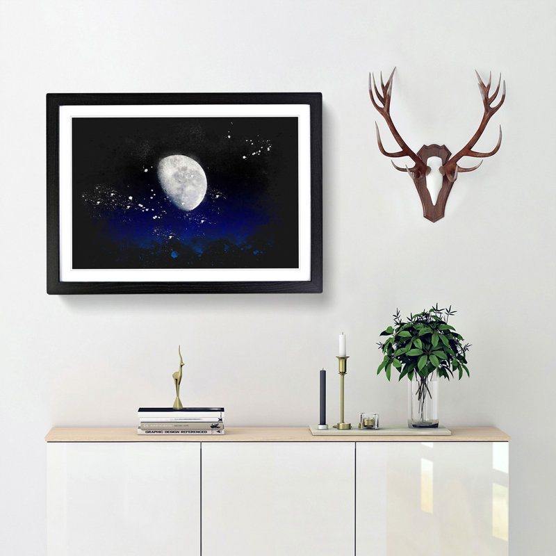 Close Up Of The Moon - Single Picture Frame Print on MDF, 62cm H x 87cm W x 2cm D, Black Framed