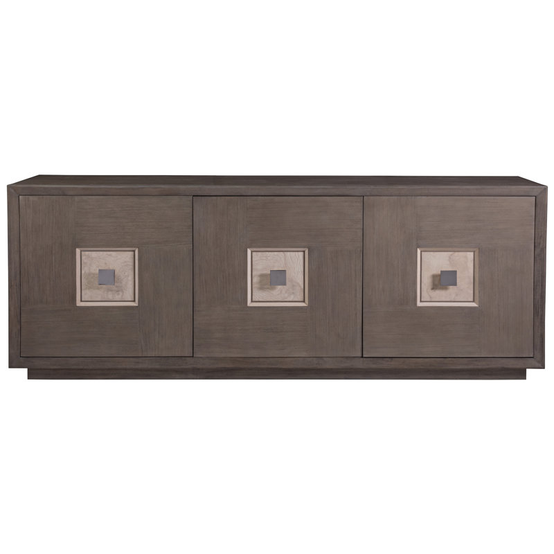 Gray and White Oak Transitional Media Console with Cabinet