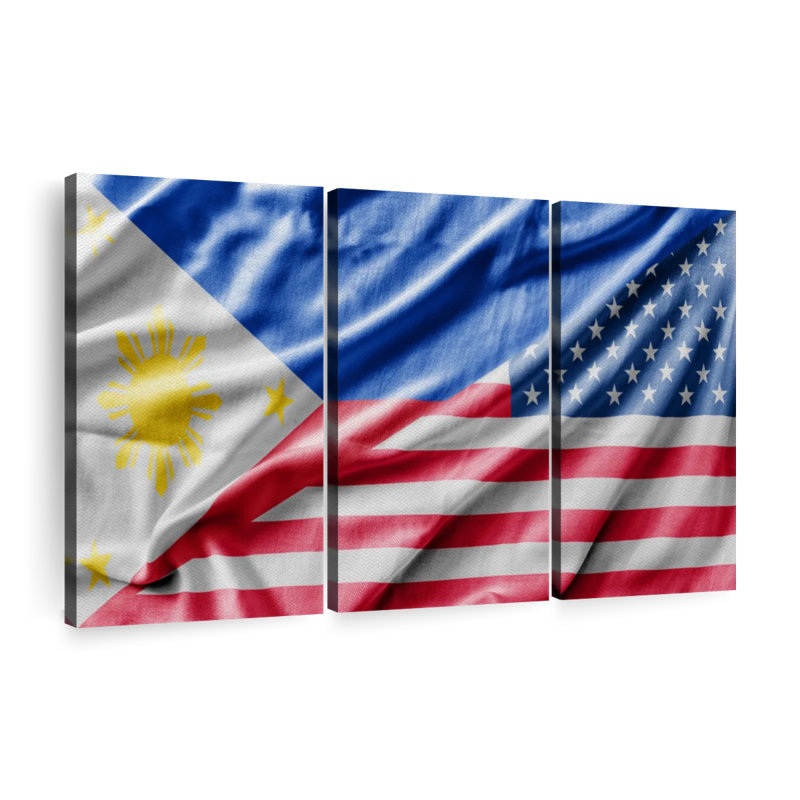Impression sur toile du drapeau des Philippines et des États-Unis, H 36 po x l 57 po