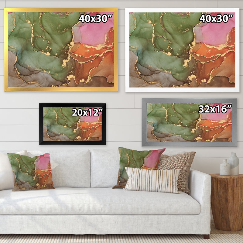 «Mauve et vert», reproduction d'art sur toile, H 16 po x l 32 po x P 1 po, Cadre photo blanc