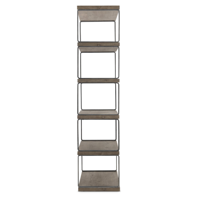 Tribeca 79" Brown Wood and Metal Etagere