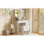 Coiffeuse style avec miroir et lumières, 3 réglages, 2 tiroirs, tablette réglable, armoire latérale pour la chambre à coucher, lumières et miroir de chambre à coucher blancs, modes, tablettes, armoire, bureau de maquillage