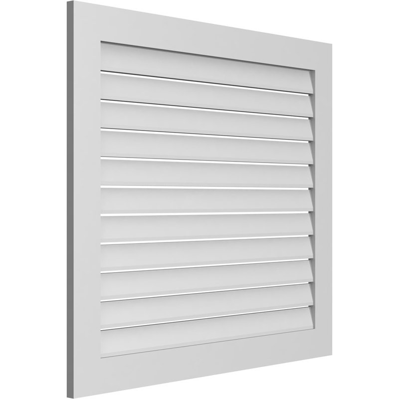 Rectangle Surface Mount Signature Urethane Functional Gable Vent, Primed Tan, 38" H x 42" W x 1" D