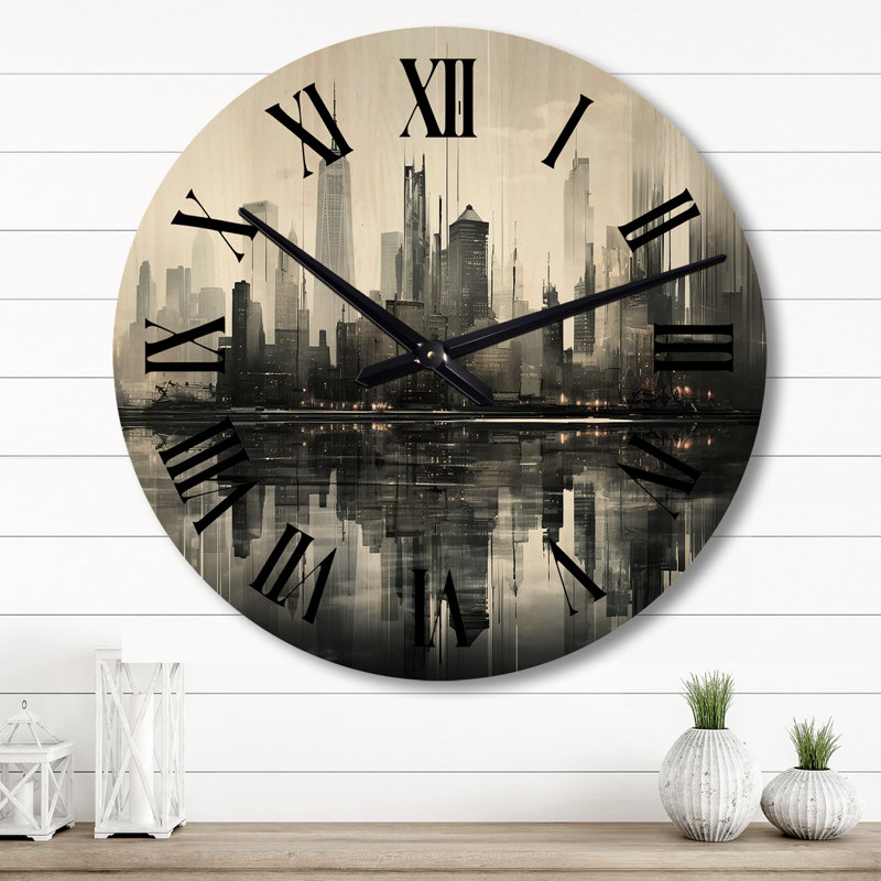 Horloge murale en bois massif Mukrime, Grand
