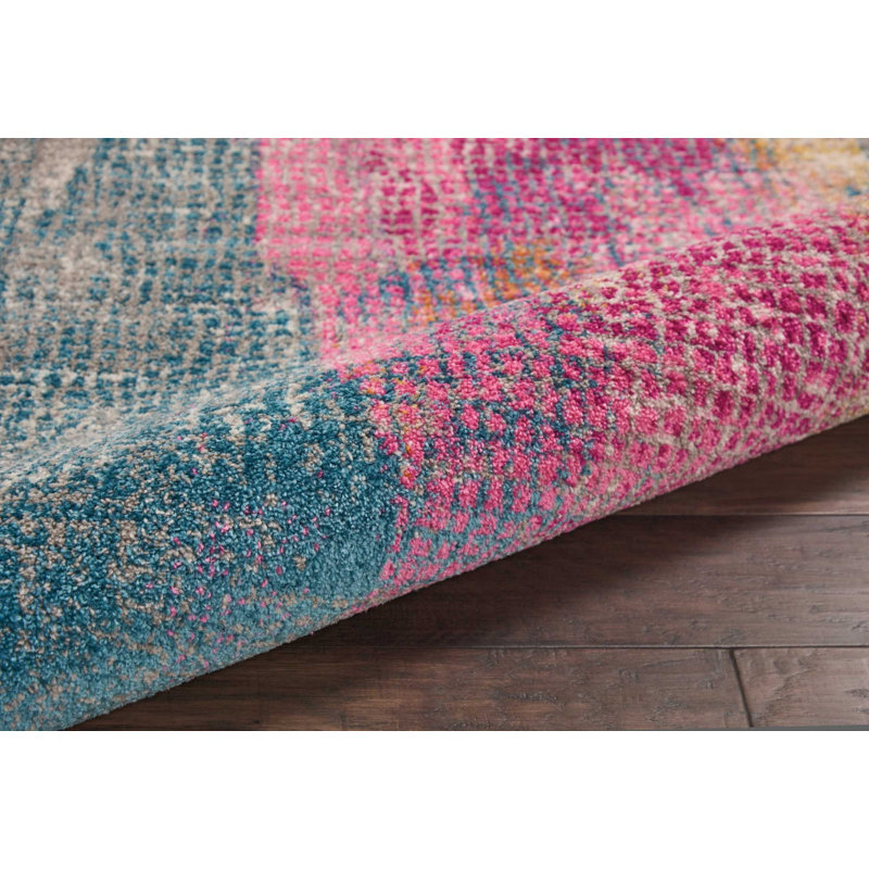 Reversible Grey and Multicolor Geometric 8' x 10' Synthetic Area Rug