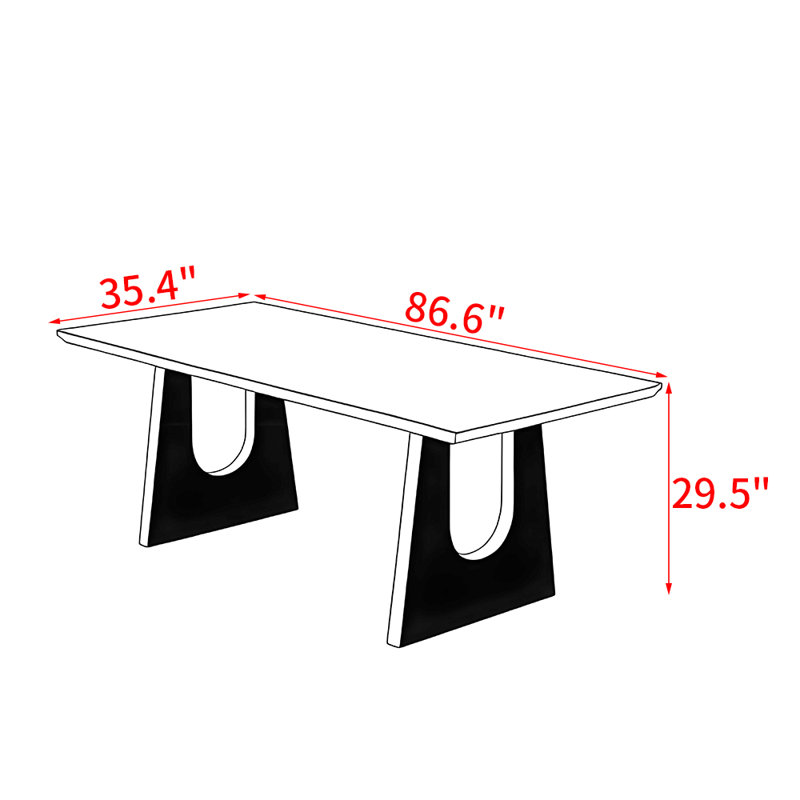 Table de salle à manger en bois massif de style français., H 29,5 po x L 86,6 po x l 35,4 po