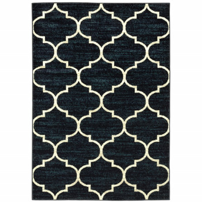 Tapis bleu marine à motif géométrique Vello