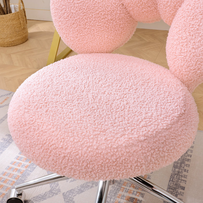 Chaise réglable en hauteur avec revêtement doux pour le bureau ou la maison - Rose, pivotante à 360° et apaisante
