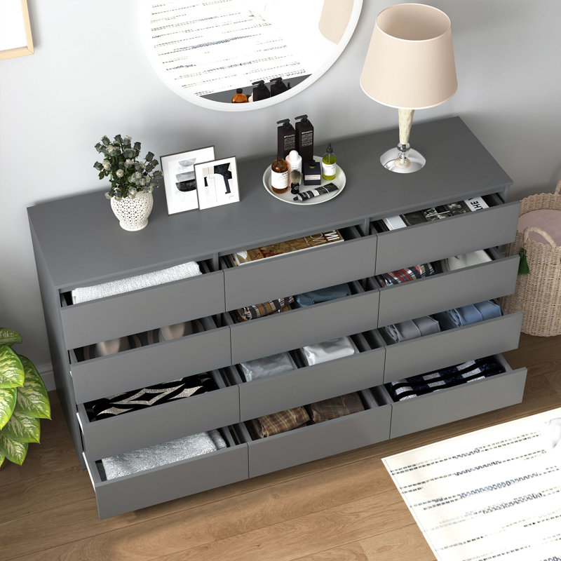 12 - Drawer Double Dresser, Gray