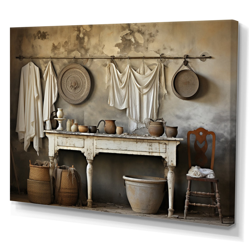 «Farmhouse Laundry Charm I», art mural «Laundry», H 24 po x l 32 po x P 1 po, Toile tendue