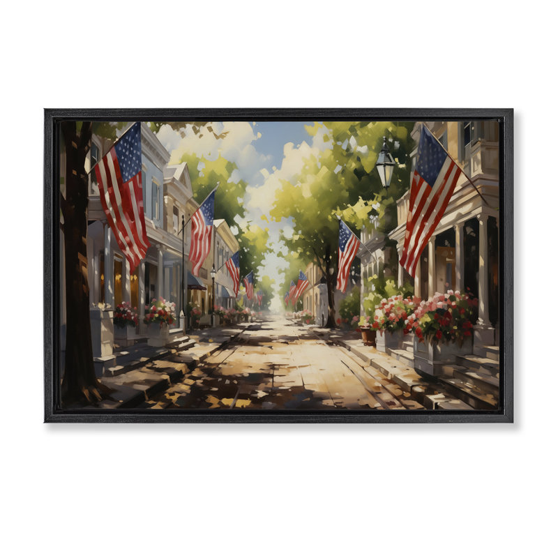  Toile flottante encadrée «American Flag» par Arlington Prints, Cadre flottant noir de jais, H 17 po x l 25 po