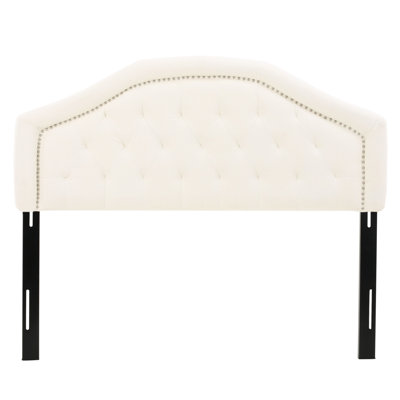 Queen & Full Sized Headboard In Contemporary Style, Upholstered With Button Diamond Stitch Fabric, Nailhead Accents, Assembly Required Captivating