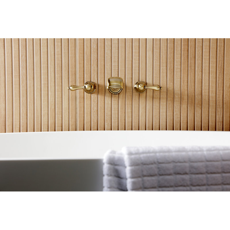Kingston Brass Two-Handle 3-Hole Wall Mount Roman Tub Faucet, Antique Brass
